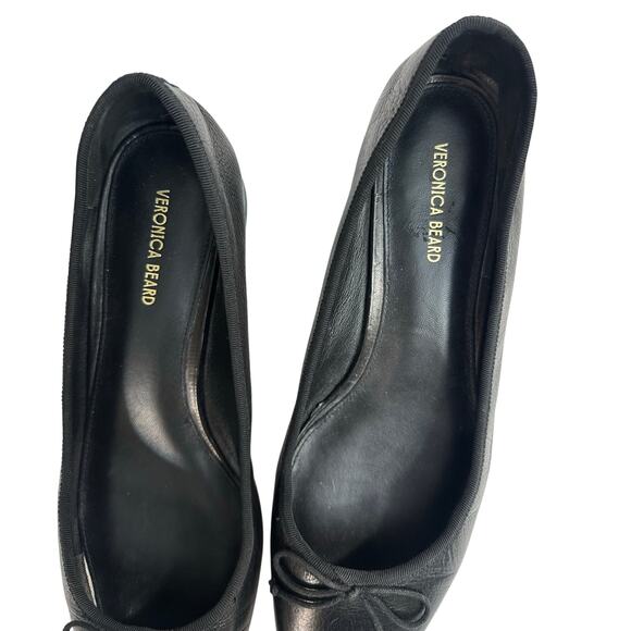 Veronica Beard Cecile Black Leather Ballet Block Heel Pump size 9.5 - Picture 4 of 7